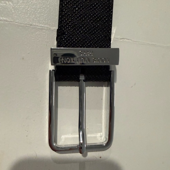 Used Louis Vuitton Black Belt with Silver Buckle